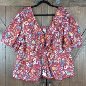 Anthropologie Maeve Brown cotton blouse 3x NWT